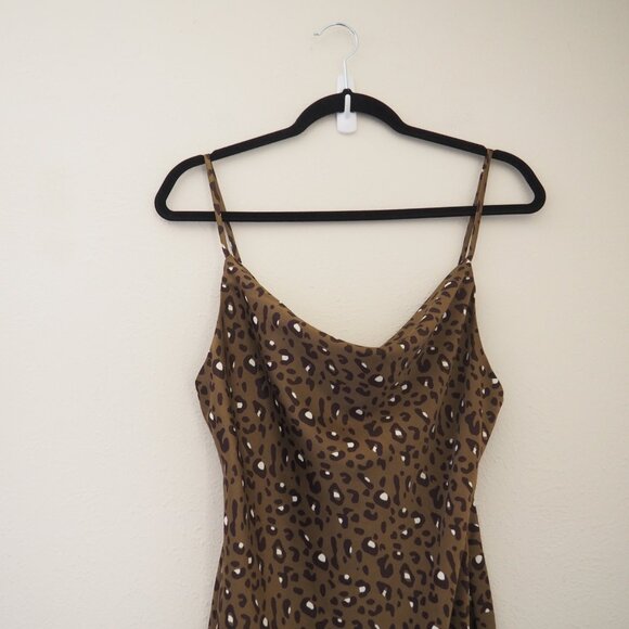 * Urban Outfitters Mallory Leopard Print Spaghetti Strap Cowl Neck Slip Dress - Picture 5 of 8